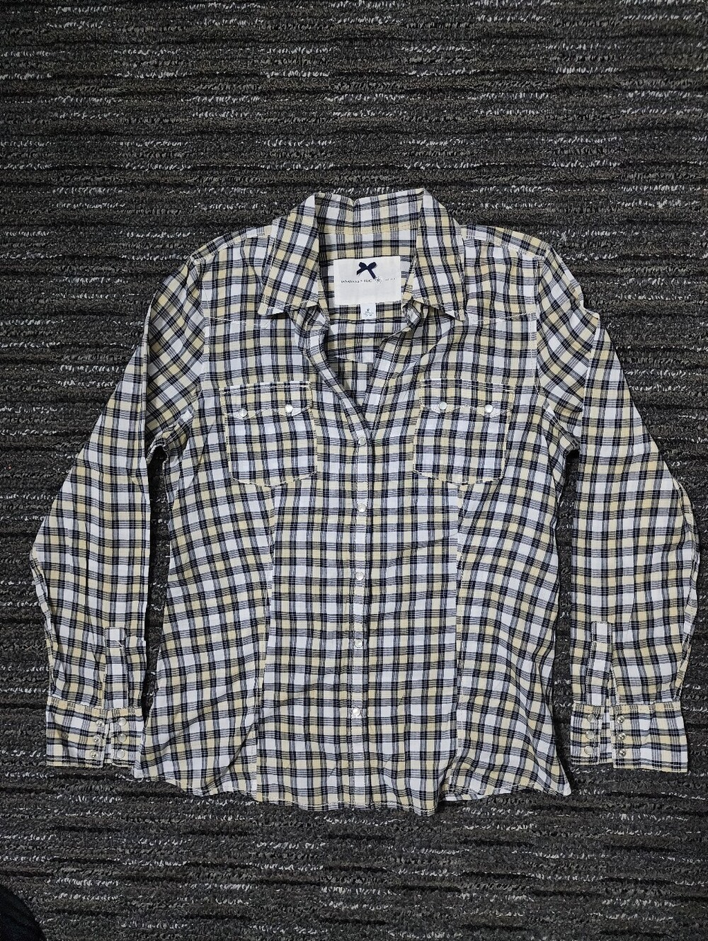 Banana Republic BR Pearl Snap Plaid Button Shirt Women's Medium M Western EUC